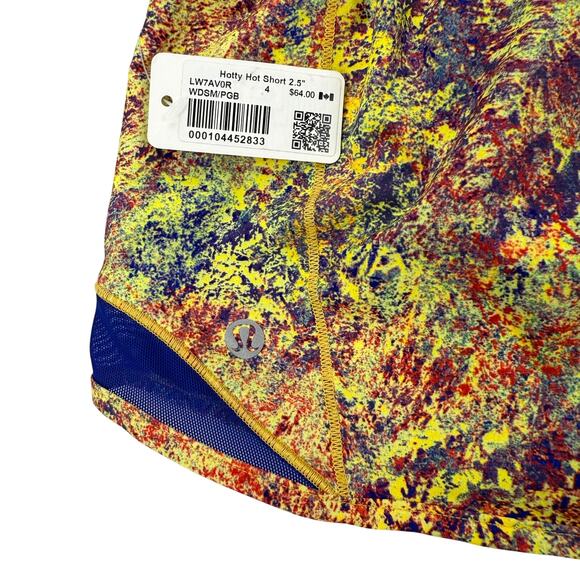 NWT LULULEMON RARE Hotty Hot Shorts 2.5” Size 4 Seawheeze 2019 Multi Red Yellow - Picture 7 of 7